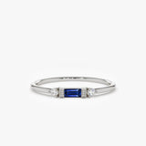 18K Baguette Blue Sapphire with Diamond Ring - Intou