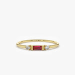 18K Baguette Ruby With Diamond Ring - Intou