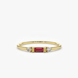 18K Baguette Ruby With Diamond Ring - Intou