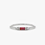 18K Baguette Ruby With Diamond Ring - Intou