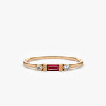 18K Baguette Ruby With Diamond Ring - Intou