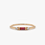 18K Baguette Ruby With Diamond Ring - Intou