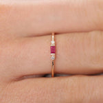 18K Baguette Ruby With Diamond Ring - Intou