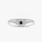 18K Gold Diamond And Sapphire Evil Eye Ring - Intou