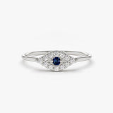 18K Gold Diamond And Sapphire Evil Eye Ring - Intou