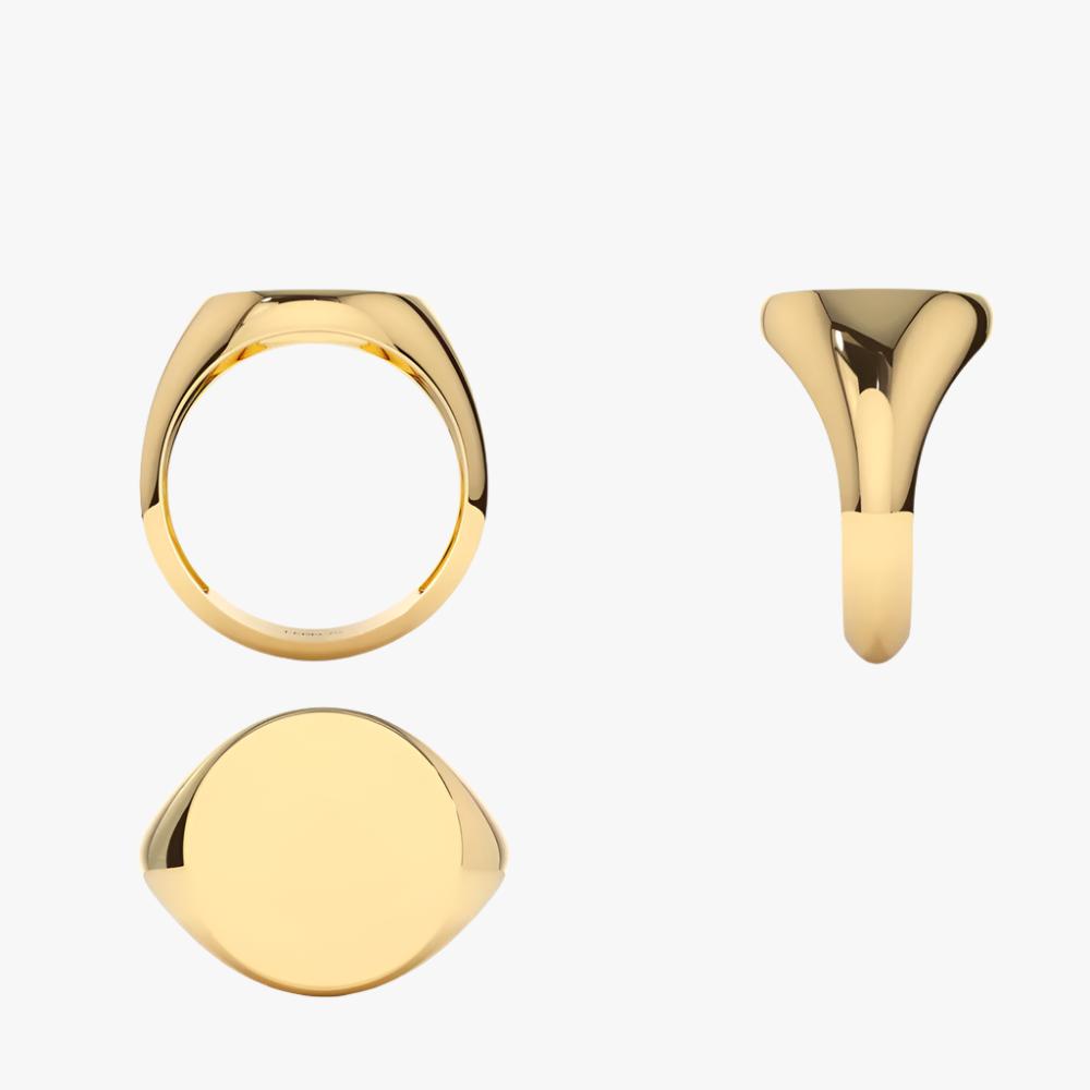 18K Gold Engravable Signet Ring - Intou