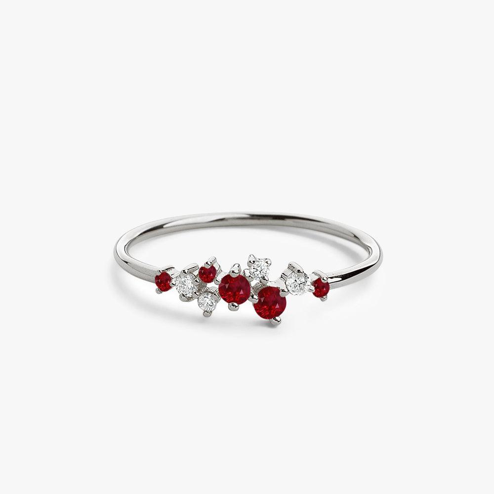 18K Gold Ruby and Diamond Cluster Ring - Intou