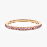 18K Half Eternity Pink Sapphire Ring - Intou