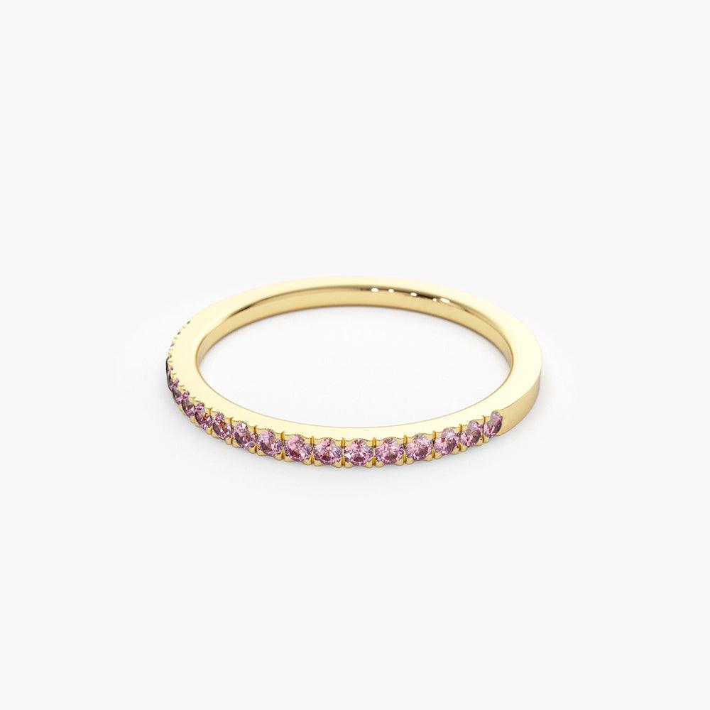 18K Half Eternity Pink Sapphire Ring - Intou