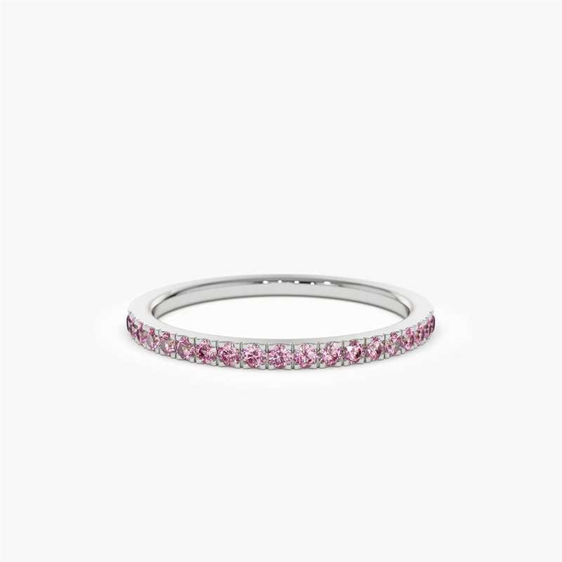 18K Half Eternity Pink Sapphire Ring - Intou