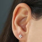 18K Marquise Diamond Floral Stud Earrings - Intou