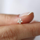 18K Marquise Diamond Floral Stud Earrings - Intou