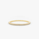 18K Ultra Thin 1MM Micro Pave Diamond Eternity Wedding Band - Intou