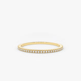 18K Ultra Thin 1MM Micro Pave Diamond Eternity Wedding Band - Intou