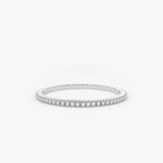 18K Ultra Thin 1MM Micro Pave Diamond Eternity Wedding Band - Intou