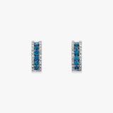 18K White Gold Blue & White Diamond Hoop Earrings - Intou