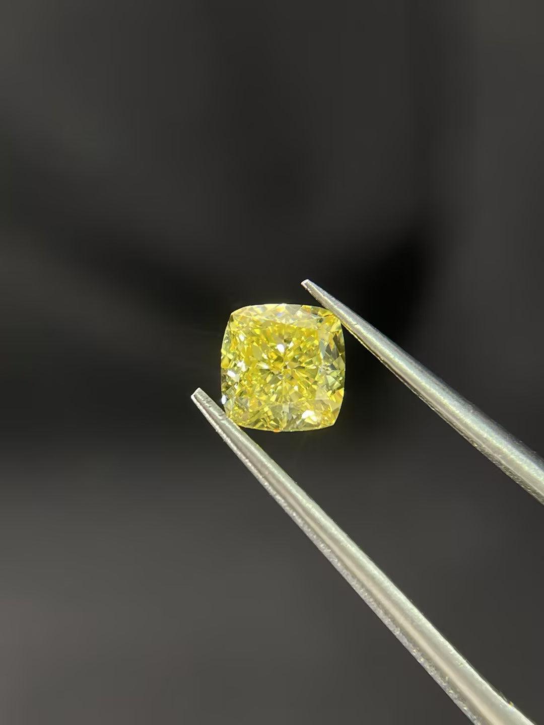 1ct Cushion Cut Fancy Intense VS1 Excellent - Intou