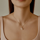 Pearl 18K Gold Diamond with Loving Cherry Necklace Pendant