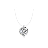 Invisible Chain Round Cut Solitaire Diamond Pendant Necklace