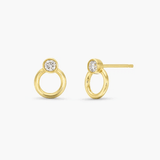 Bezel Stud Circle Diamond Earrings