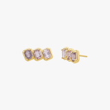 Trio Emerald Pink Sapphire Earrings