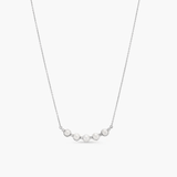 Alternating Curved Peral and Diamond  Bar Necklace