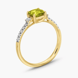 Peridot Cushion Diamond Ring