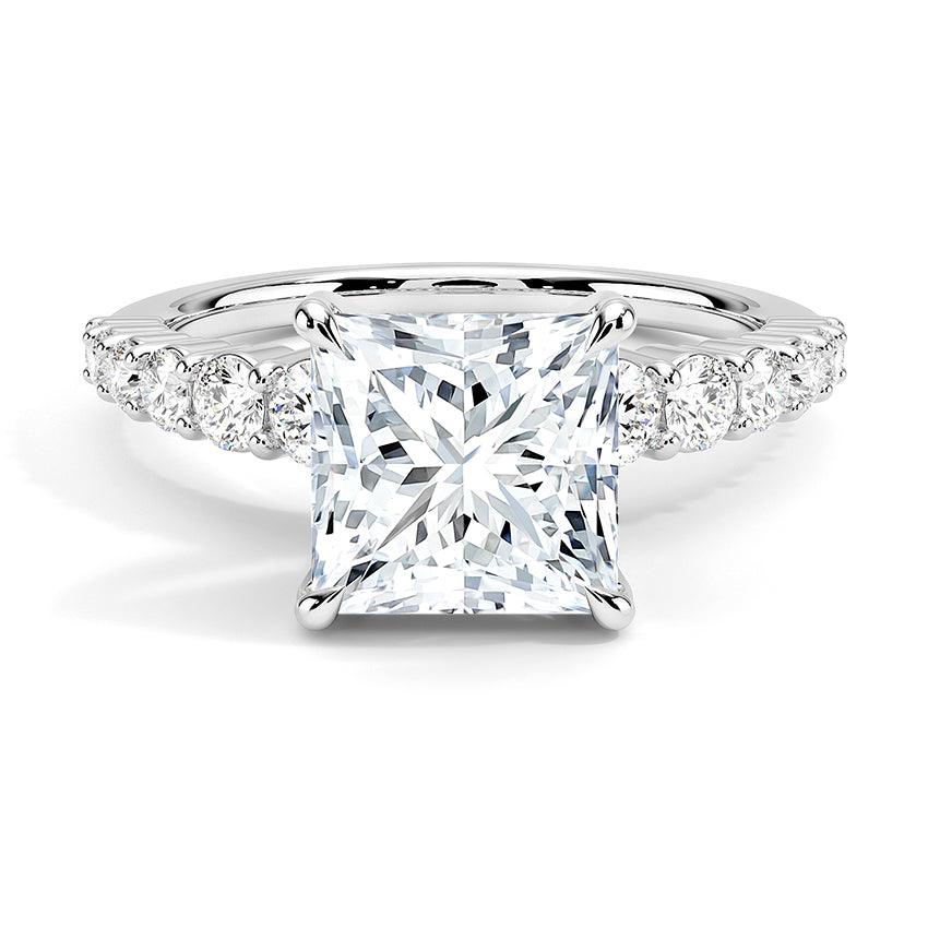 Asscher Cut Graduated Diamond Engagement Ring - Intou