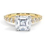 Asscher Cut Graduated Diamond Engagement Ring - Intou