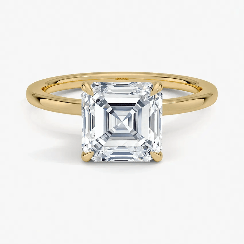 Asscher Cut Hidden Halo Diamond Engagement Ring - Intou