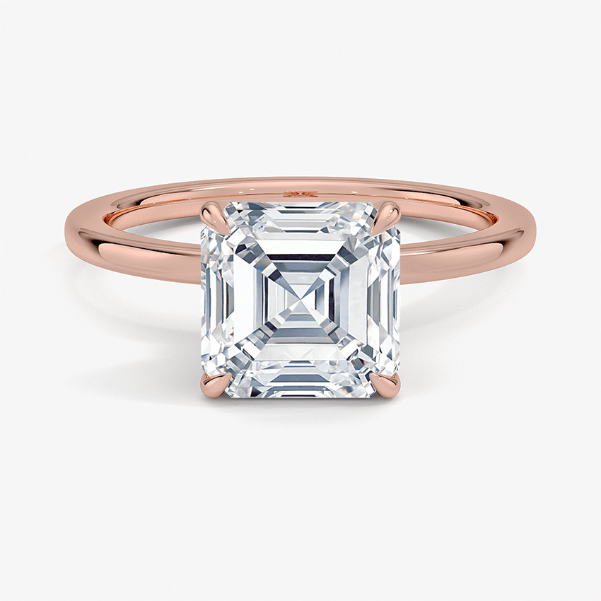 Asscher Cut Hidden Halo Diamond Engagement Ring - Intou