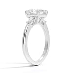 Asscher Cut Tapered Baguette Three Stone Diamond Engagement Ring - Intou