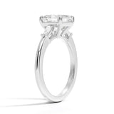 Asscher Cut Tapered Baguette Three Stone Diamond Engagement Ring - Intou