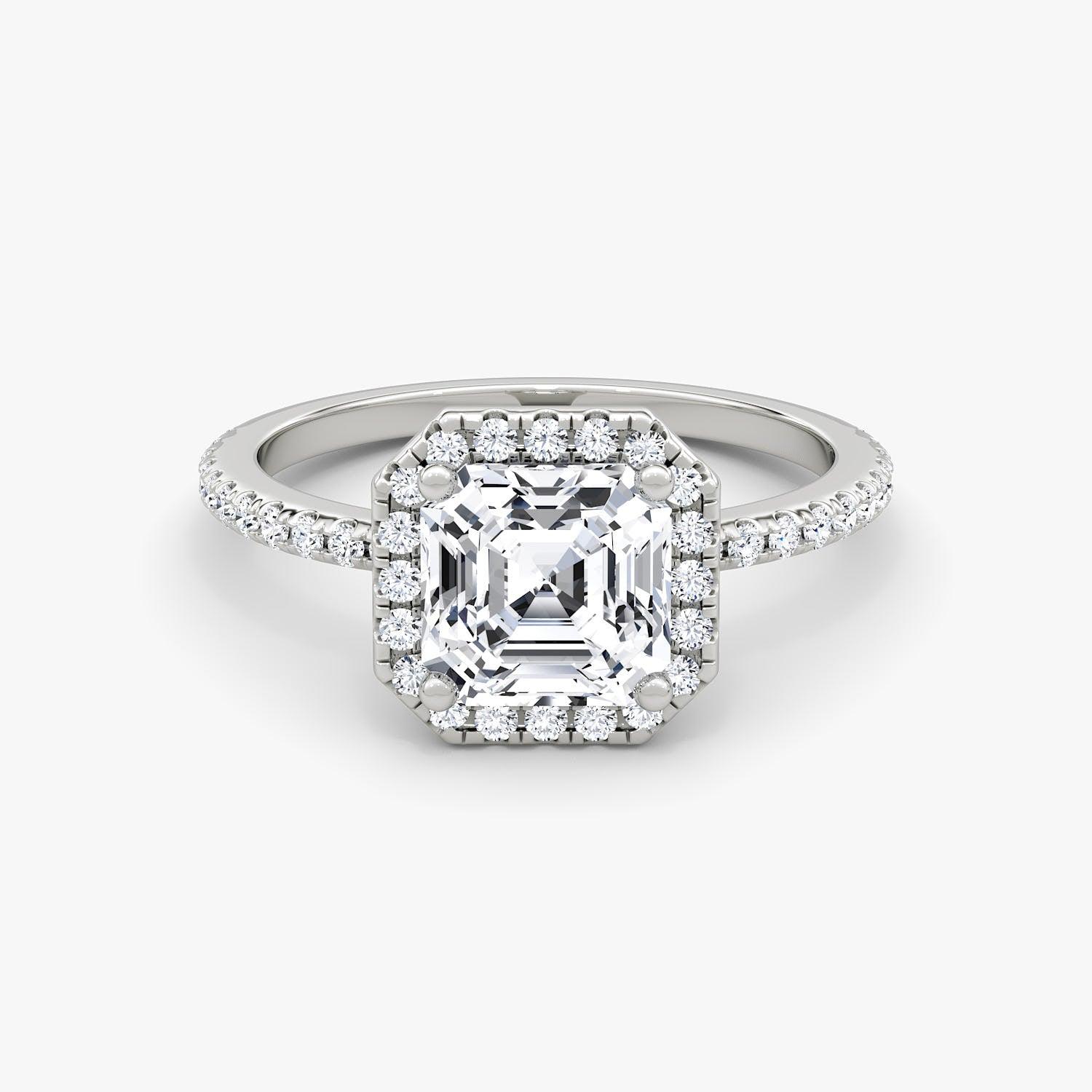 Asscher Halo Pave Engagement Ring - Intou