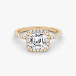 Asscher Halo Pave Engagement Ring - Intou