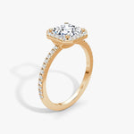 Asscher Halo Pave Engagement Ring - Intou