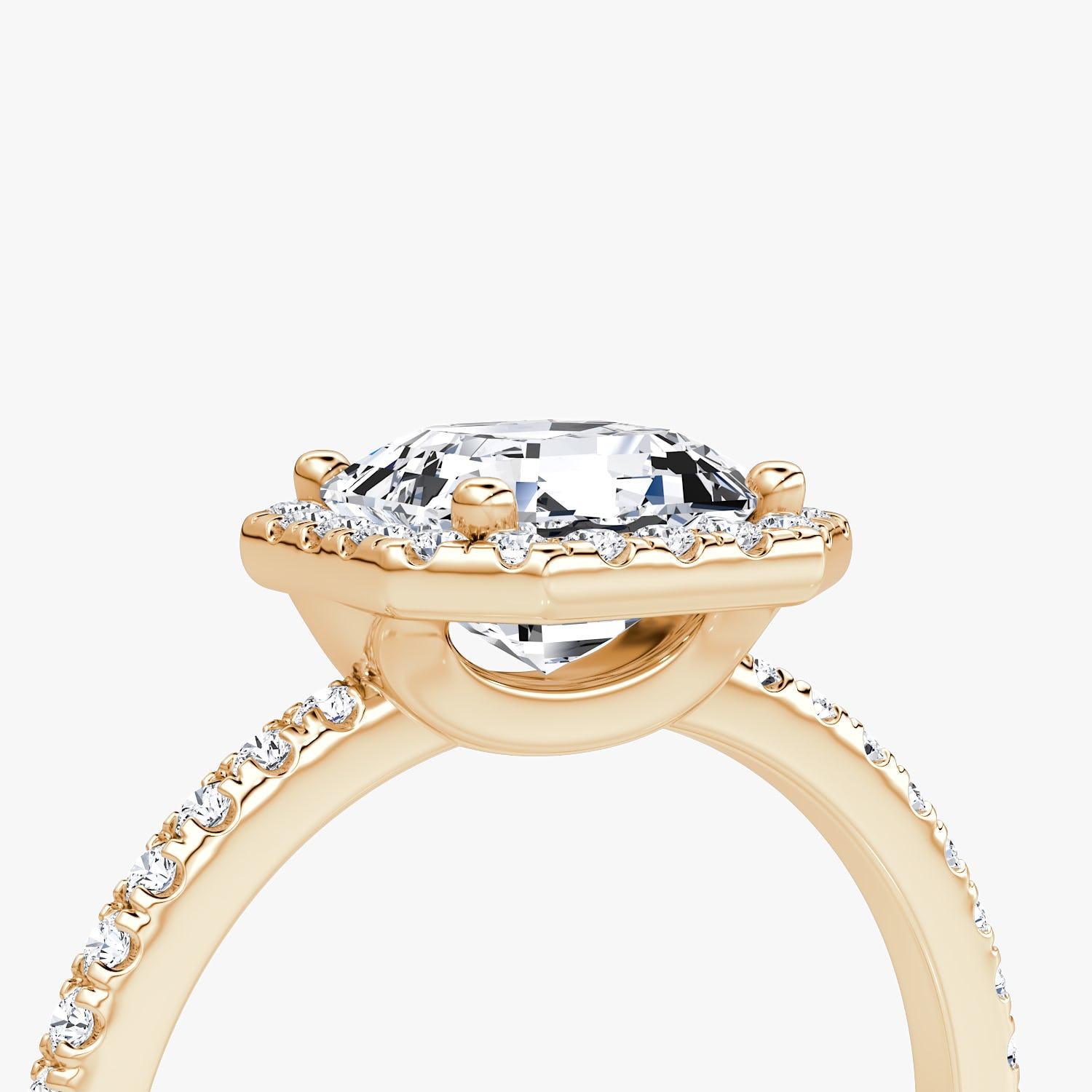 Asscher Halo Pave Engagement Ring - Intou