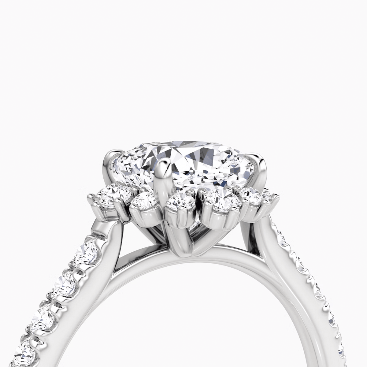 Aurora Halo Cushion Pave Engagement Ring - Intou