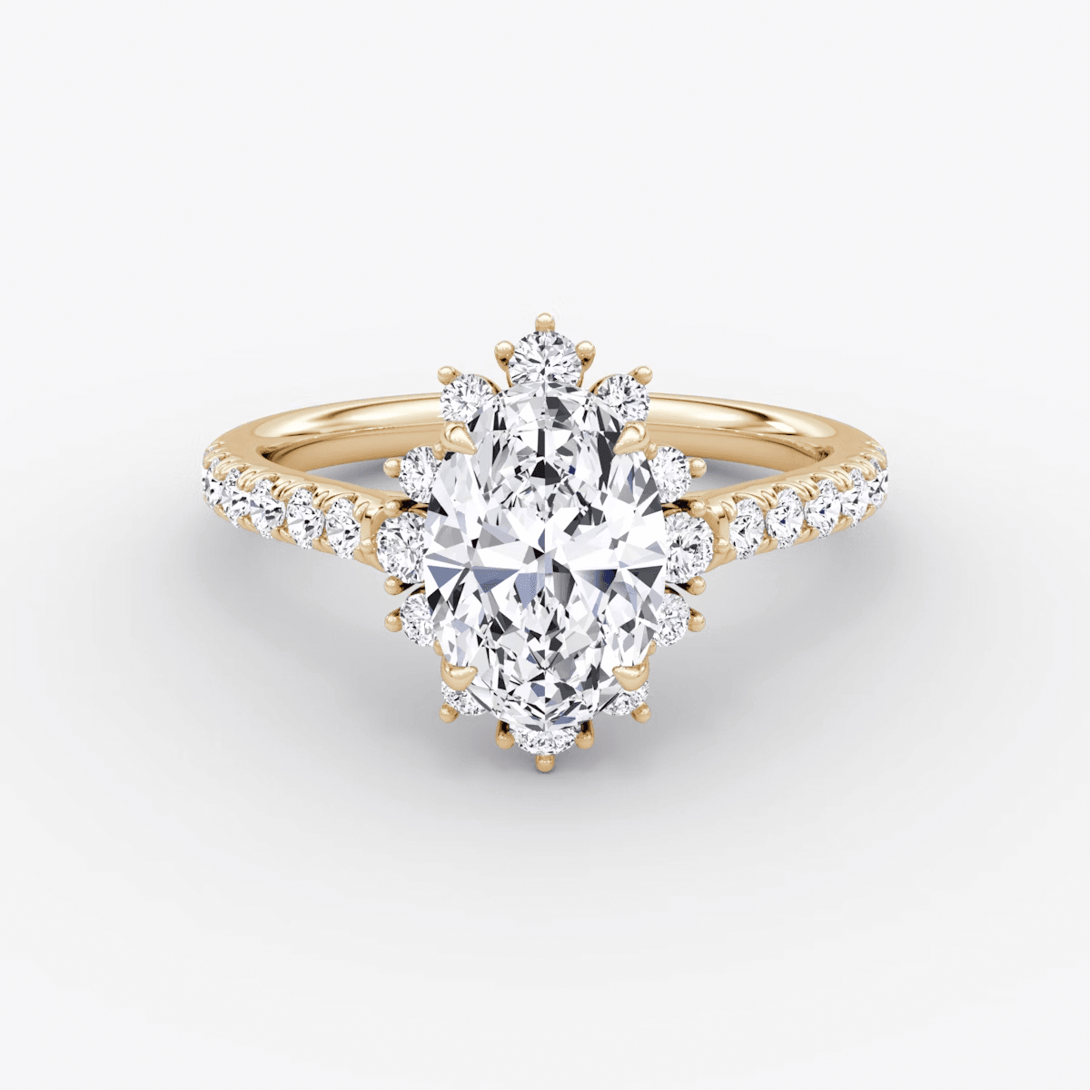 Aurora Halo Oval Pave Engagement Ring - Intou