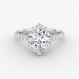 Aurora Halo Oval Pave Engagement Ring - Intou