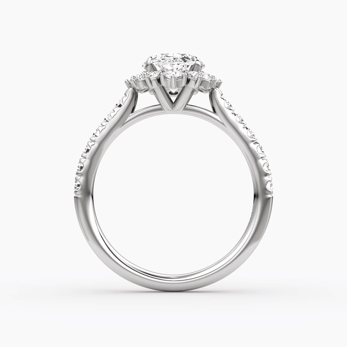 Aurora Halo Oval Pave Engagement Ring - Intou