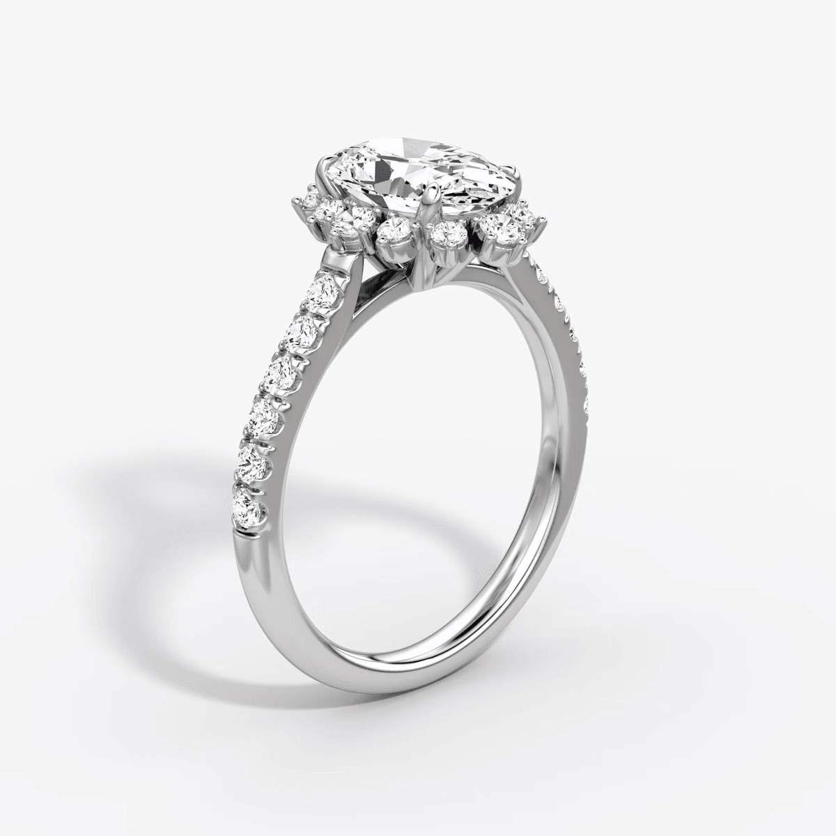 Aurora Halo Oval Pave Engagement Ring - Intou