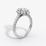 Aurora Halo Oval Pave Engagement Ring - Intou