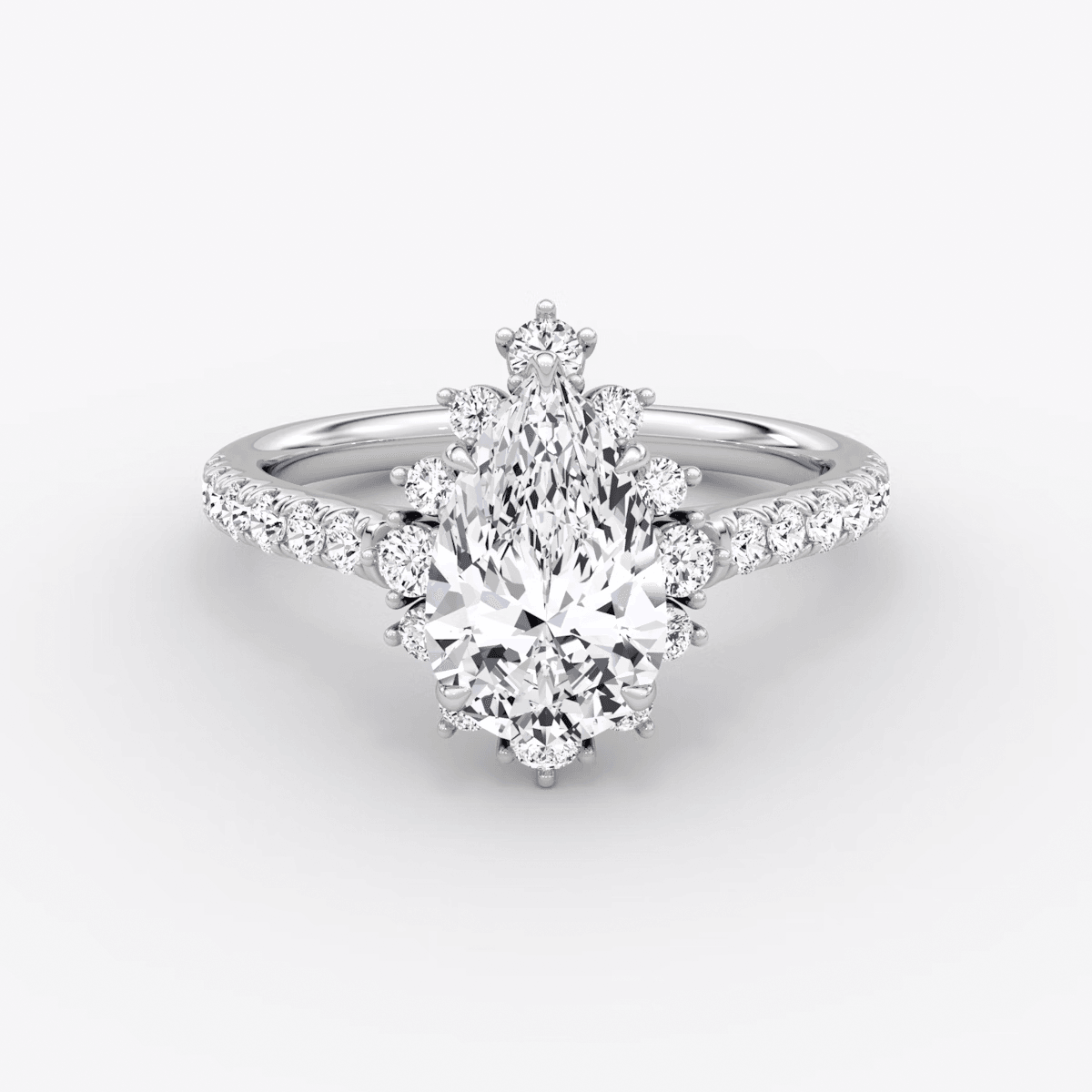 Aurora Halo Pear Pave Engagement Ring - Intou