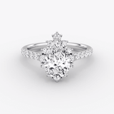 Aurora Halo Pear Pave Engagement Ring - Intou