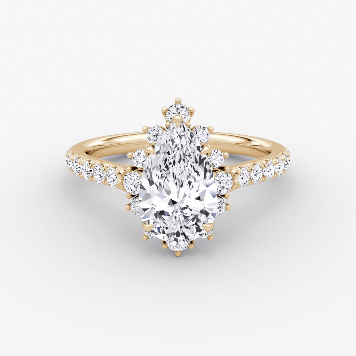 Aurora Halo Pear Pave Engagement Ring - Intou