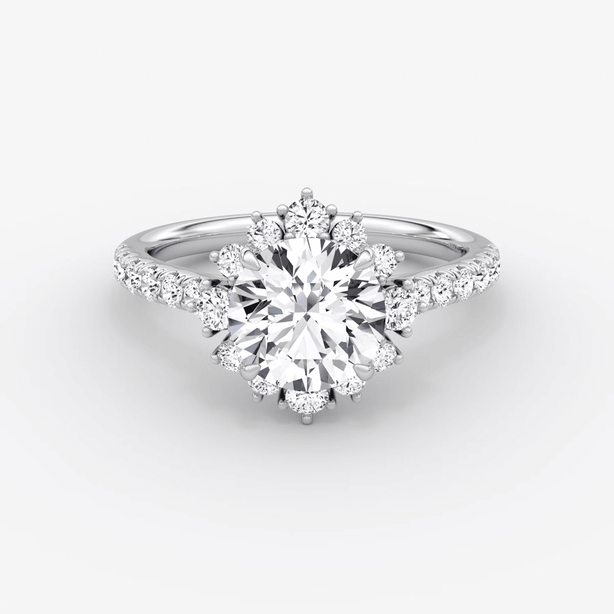 Aurora Halo Round Pave Engagement Ring - Intou