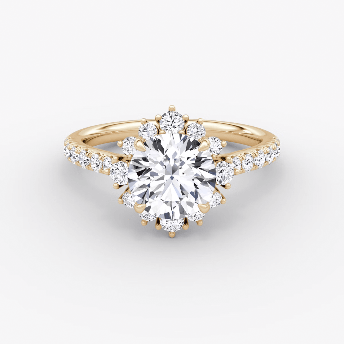 Aurora Halo Round Pave Engagement Ring - Intou