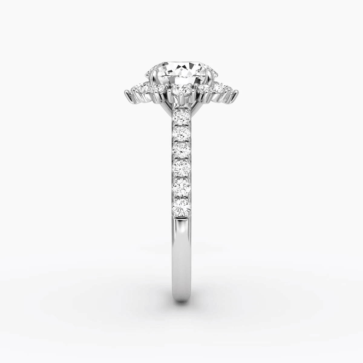 Aurora Halo Round Pave Engagement Ring - Intou