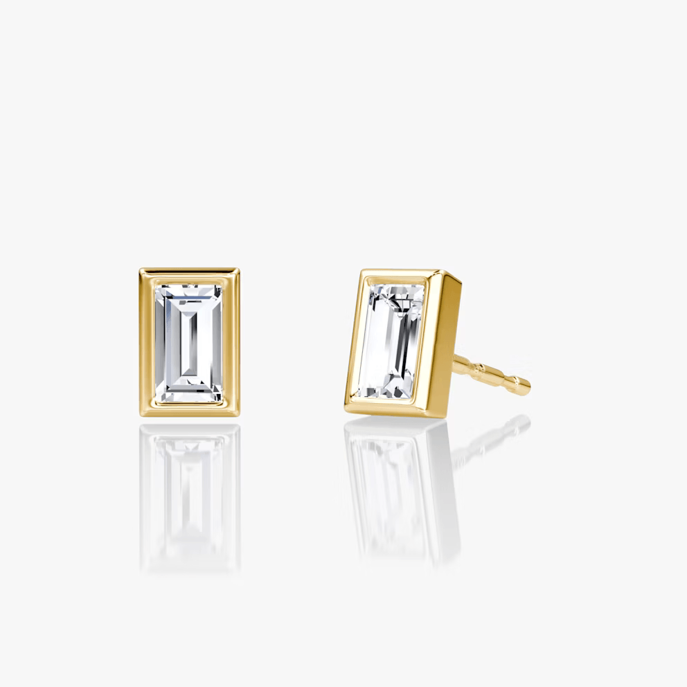 Baguette Bezel Solitaire Stud - Intou